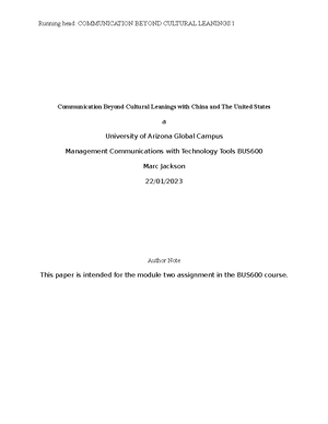 BUS 600 Week 6 Assignment - Running head: MANAGEMENT COMMUNICATION 1 ...