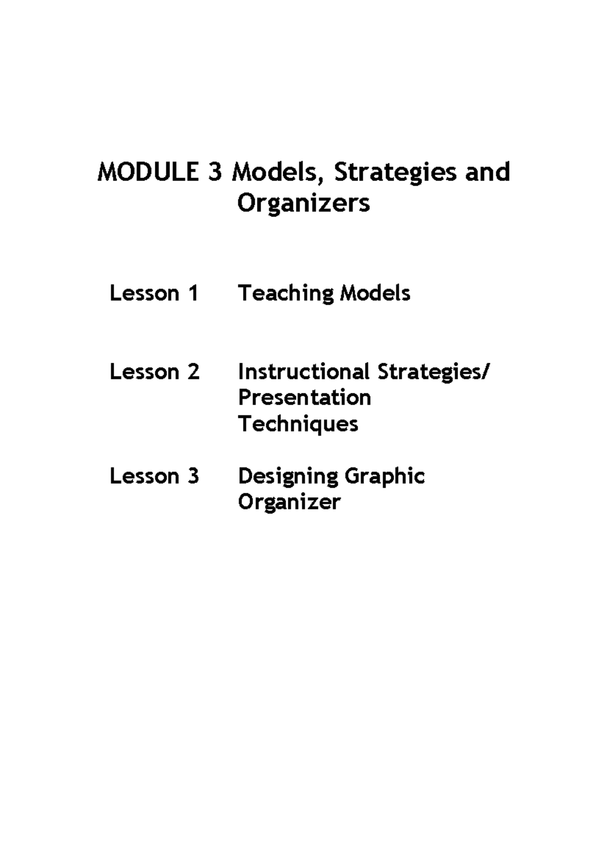 Module 3 Integrative Module 3 Models Strategies And Organizers