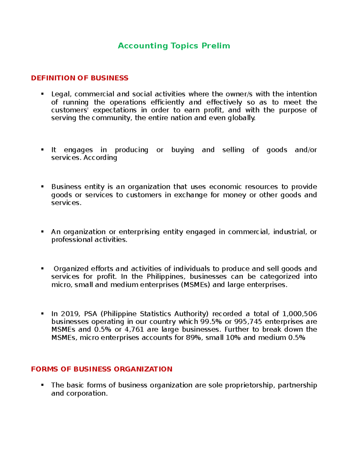 Accounting Topics Prelim - Cost Accounting - Studocu