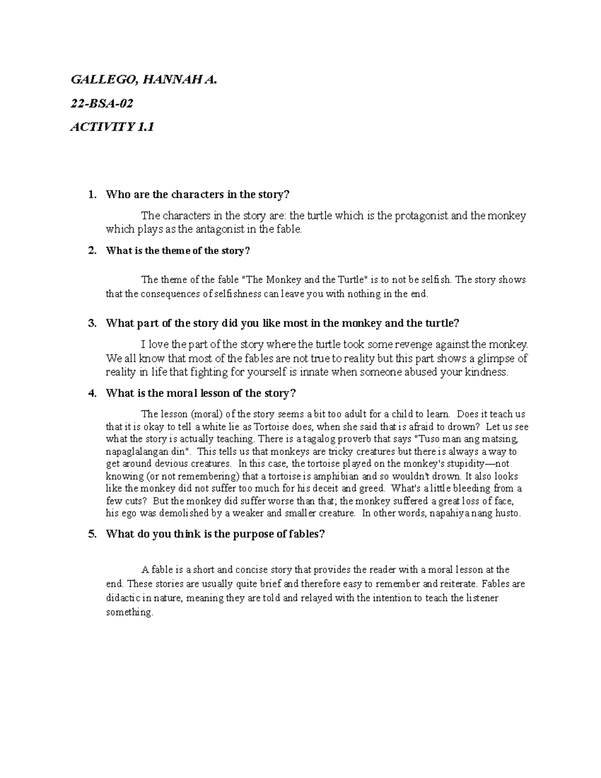 Activity 1 PHIL.LIT answer key on phil lit book GALLEGO, HANNAH A