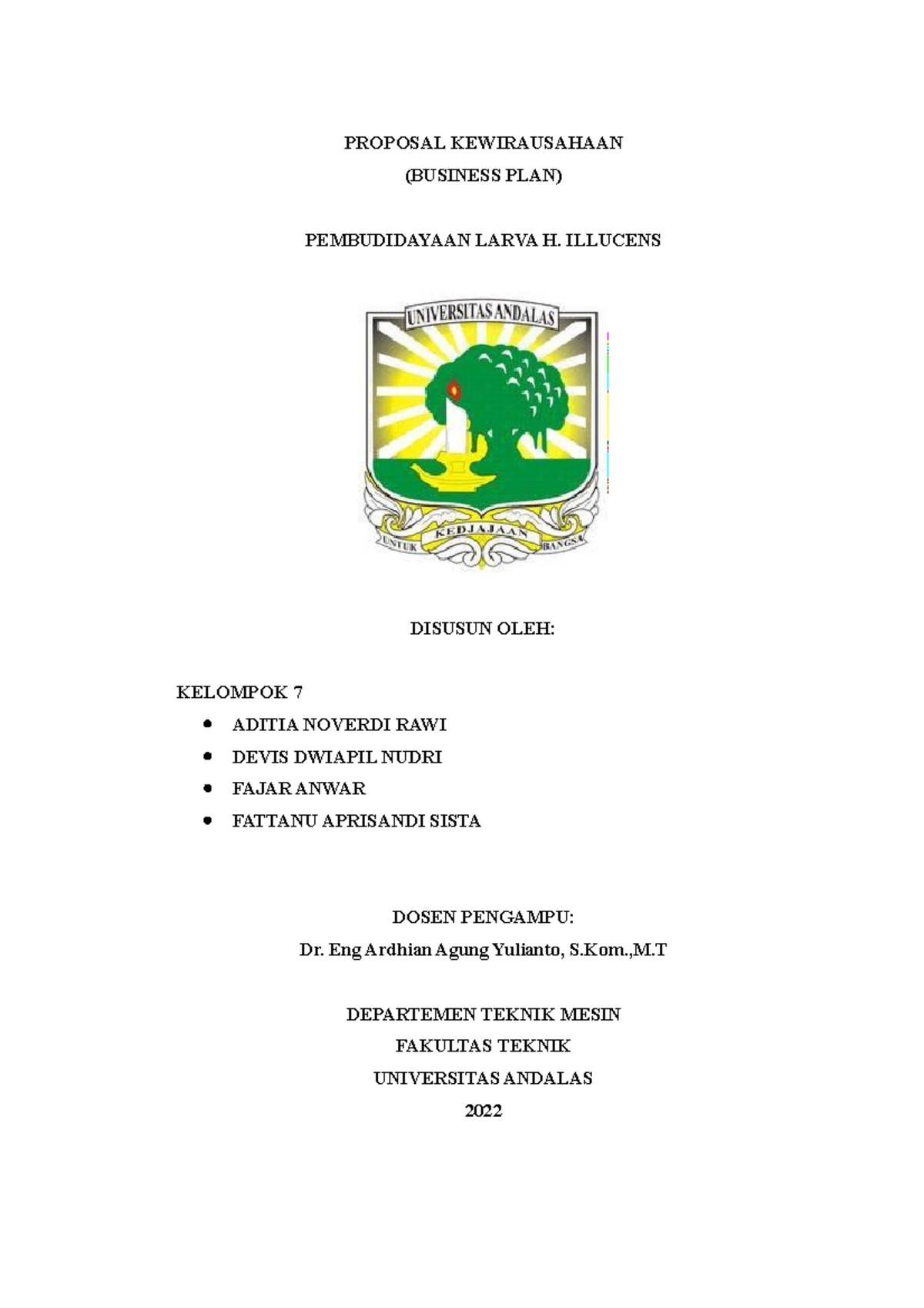 proposal business plan kewirausahaan