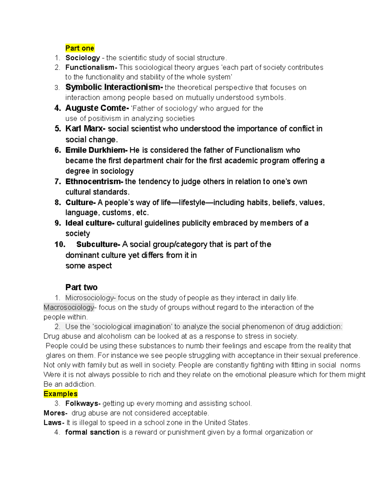 Exam I - has exam questions and answers - Part one Sociology - the ...