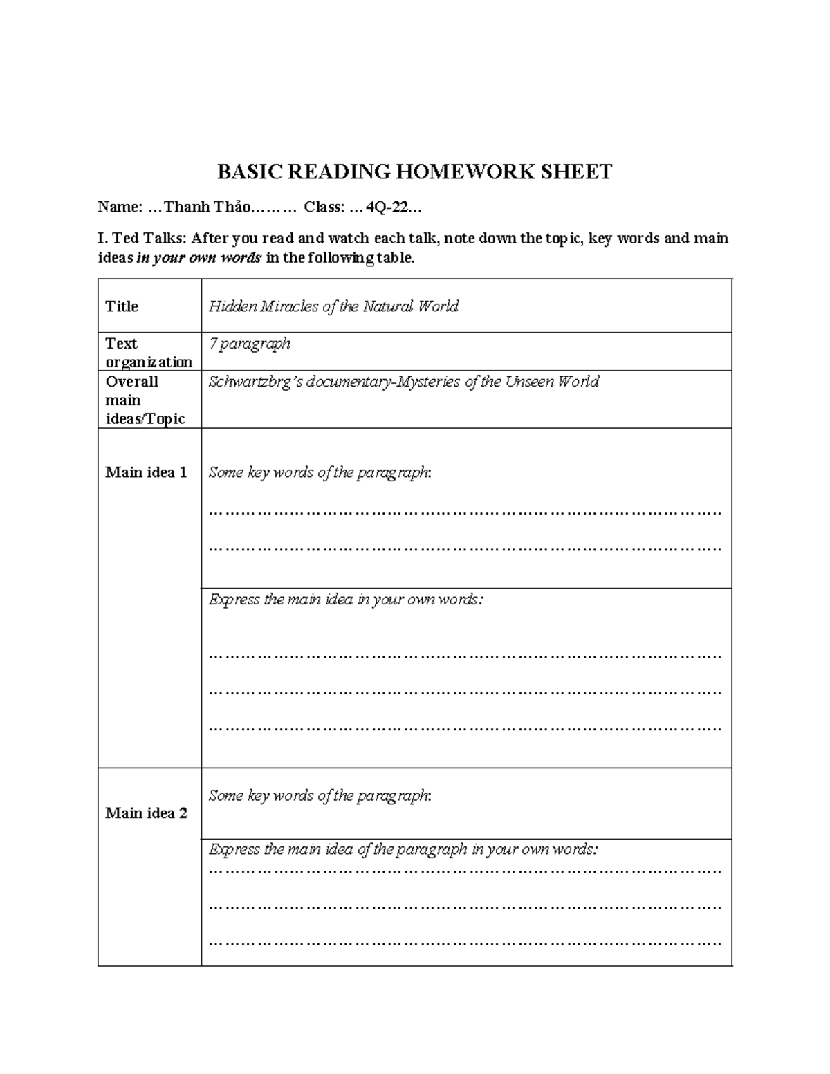 Academic Reading Homework Sheet 2021 for students - BASIC READING ...