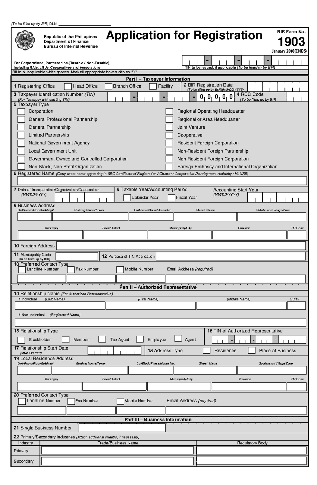 1903 January 2018 ENCS final - (To be filled up by BIR) DLN ...