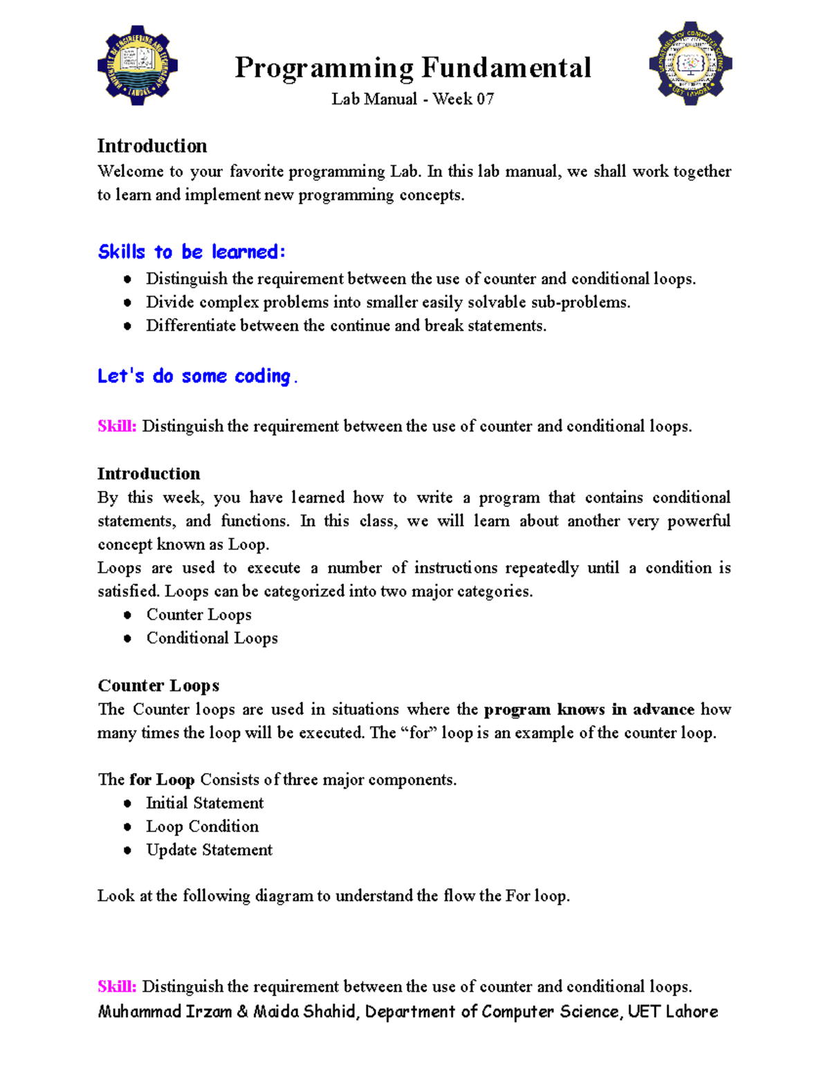 Lab 07-Programming Fundamentals - Lab Manual - Week 07 Introduction ...
