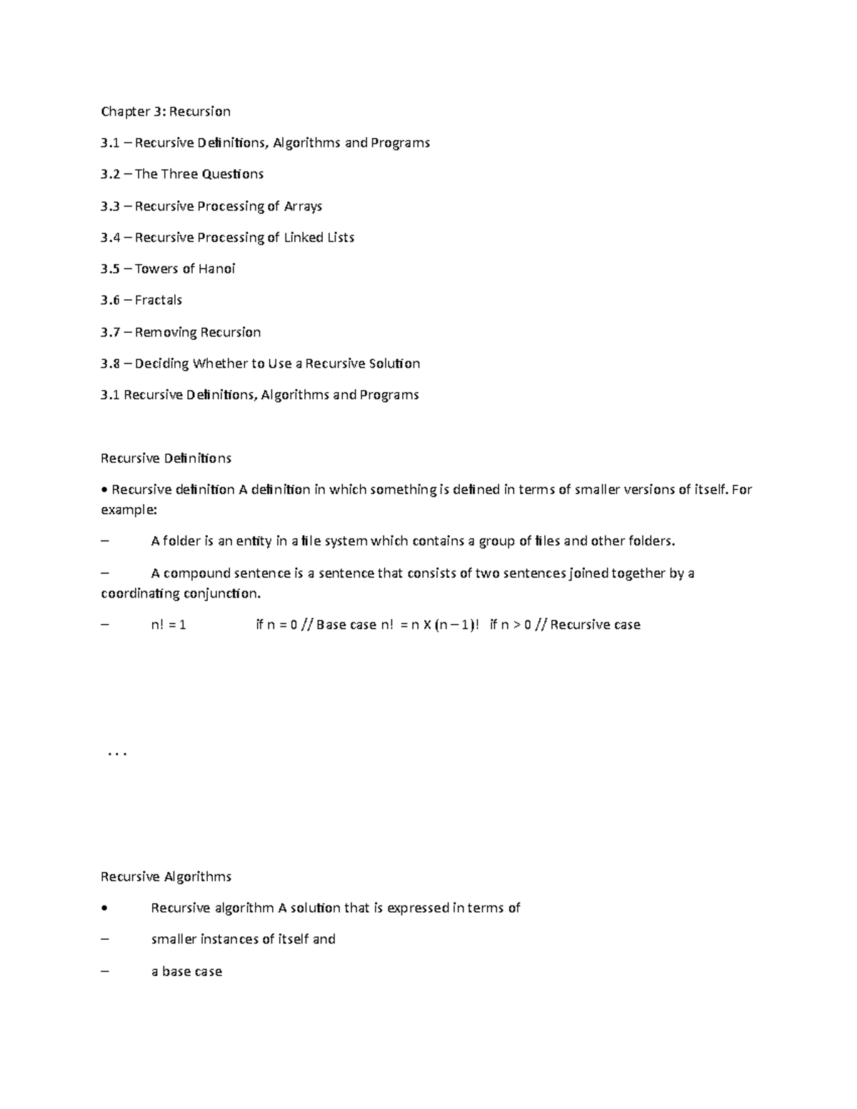 Recurssion. III - recursion - Chapter 3: Recursion 3 – Recursive ...