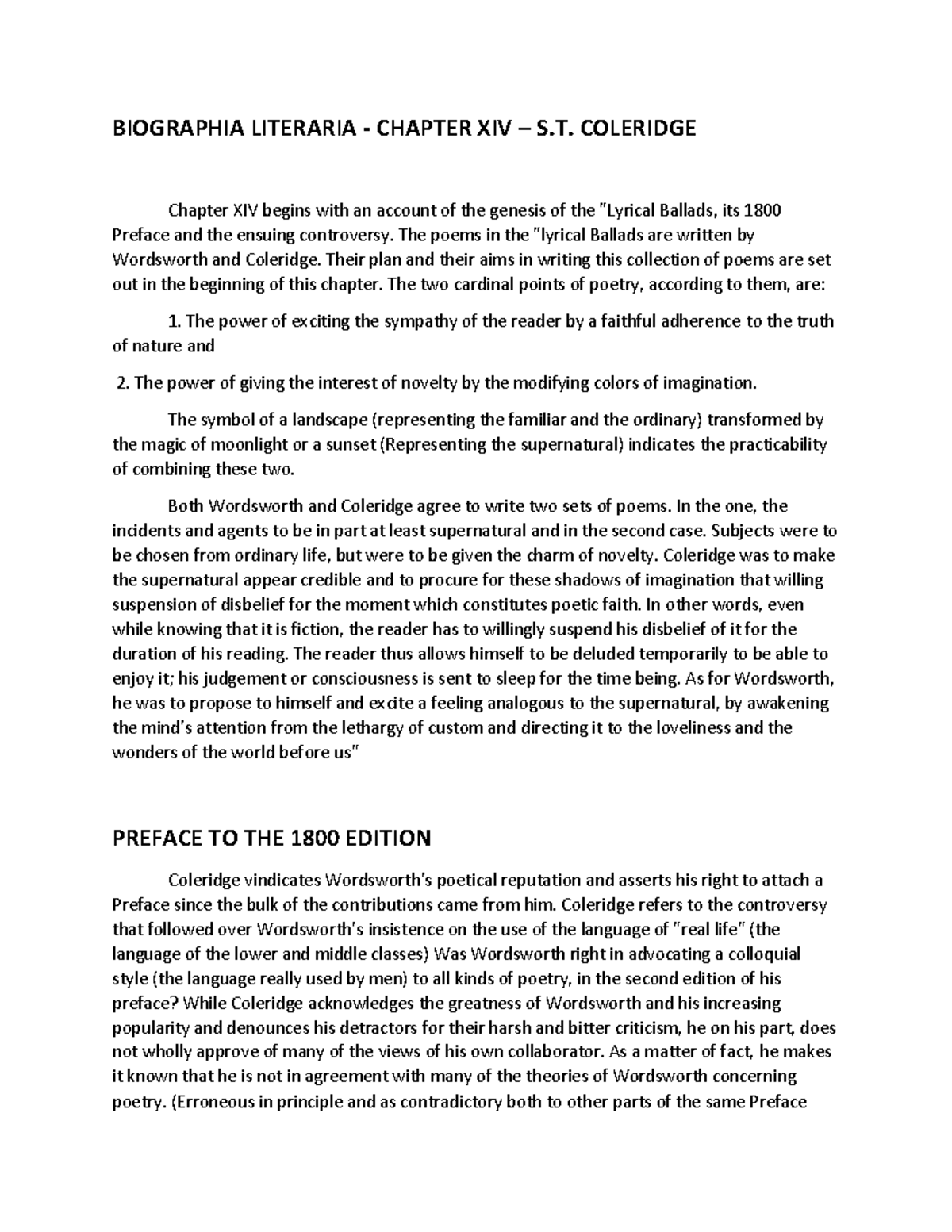 Biographia Literaria BIOGRAPHIA LITERARIA CHAPTER XIV S