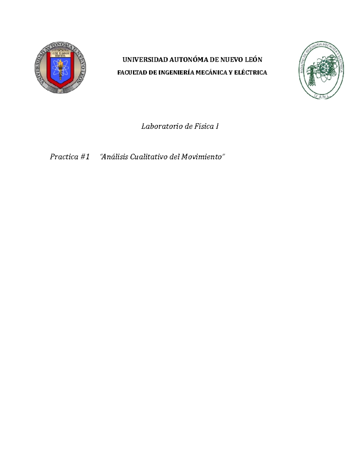 Practica 1 Lab Fisica - UNIVERSIDAD DE NUEVO FACULTAD DE Y Laboratorio ...