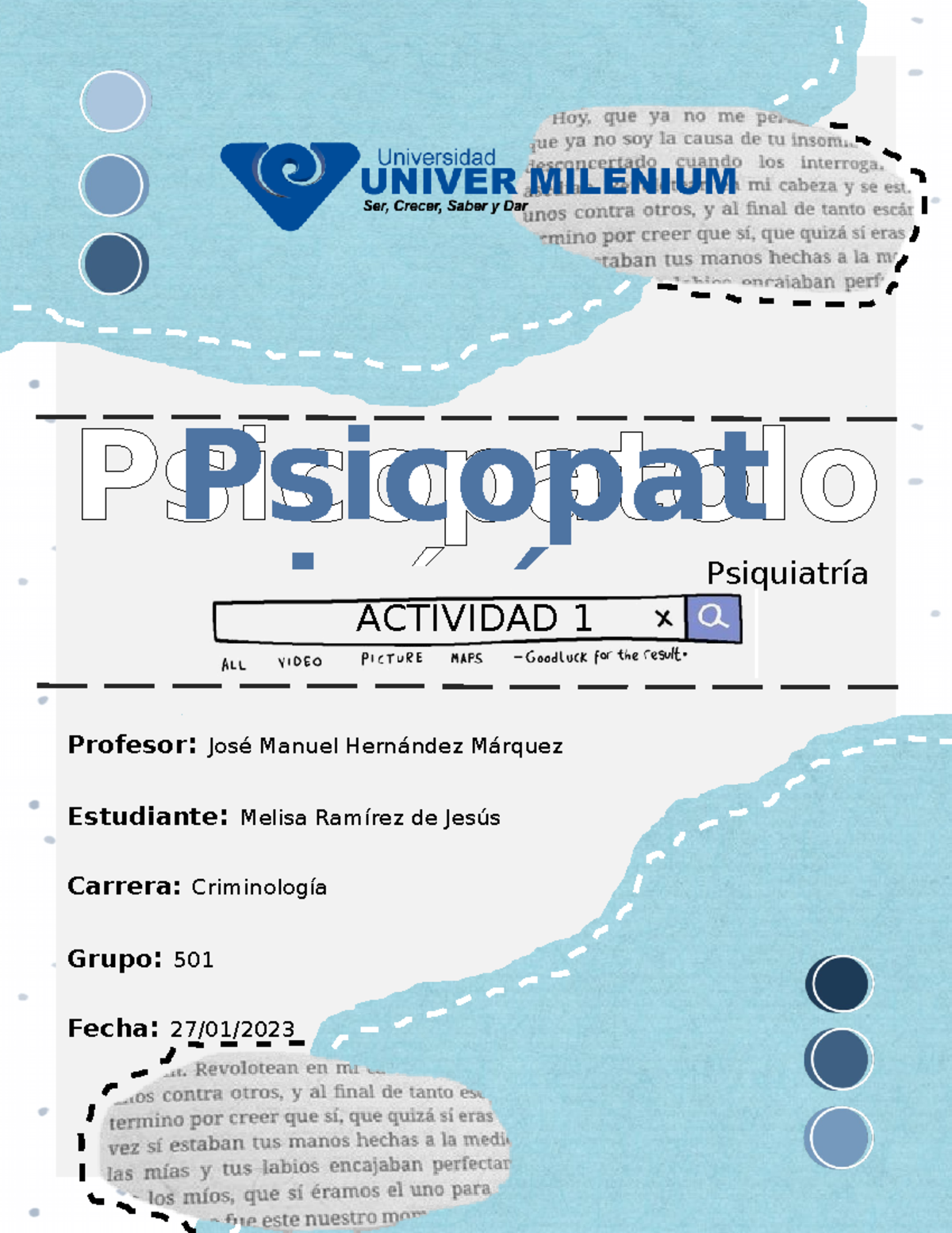 Act Apren 1 MRJ Relación entre las areas de psicologia y psiquiatría con la criminología Act Apren 1 MRJ Relación entre las areas de psicologia y psiquiatría con la criminología