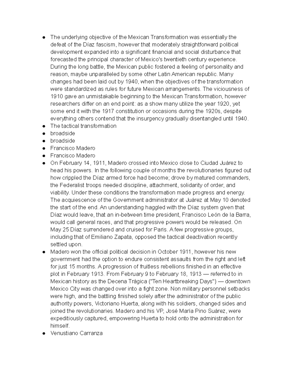 The Mexican Revolution - The underlying objective of the Mexican ...