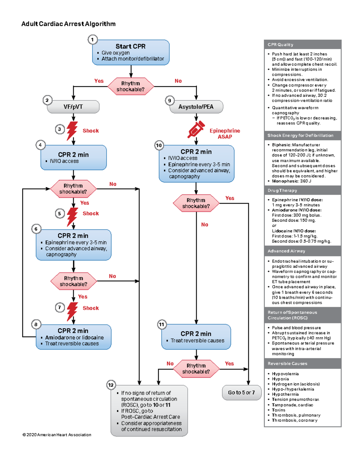 2. Adult Cardiac Arrest Algorithm - No Yes No Adult Cardiac Arrest ...