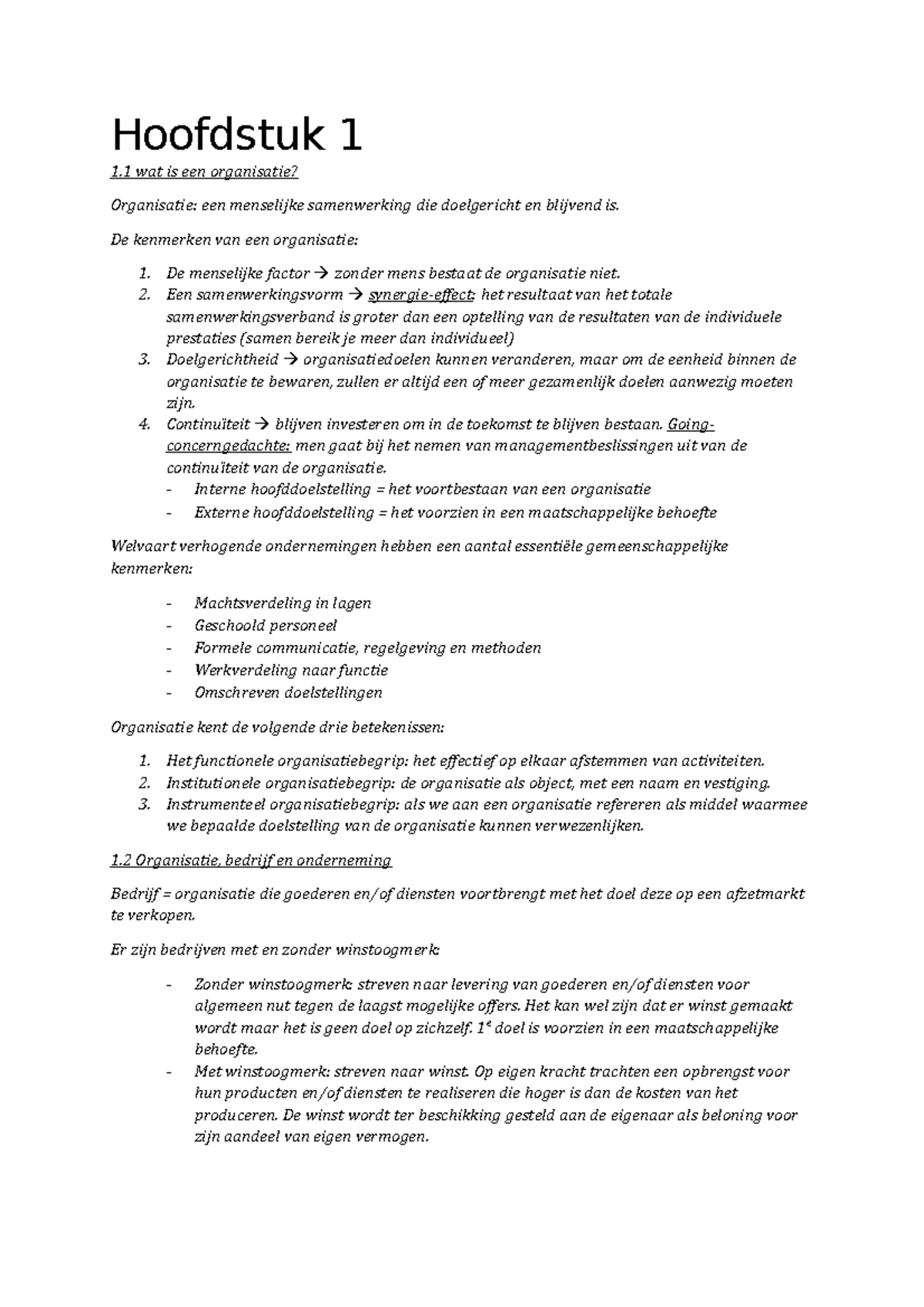 Samenvatting H1 Tm H5 - Toegepaste Organisatiekunde - Hoofdstuk 1 1 Wat ...