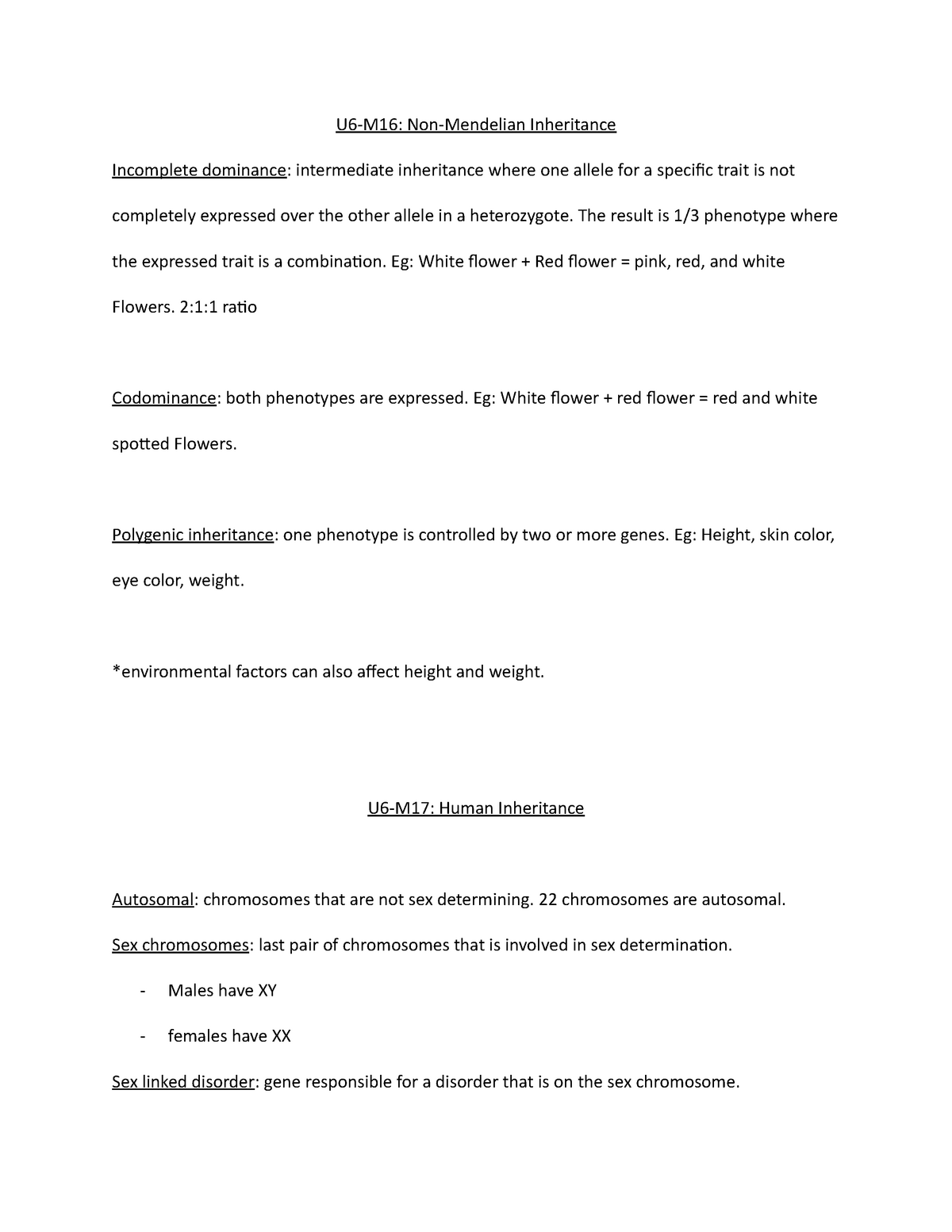 C190 Module 16 And 17 Non Mendelian And Human Inheritance U6 M16 Non Mendelian Inheritance 4239