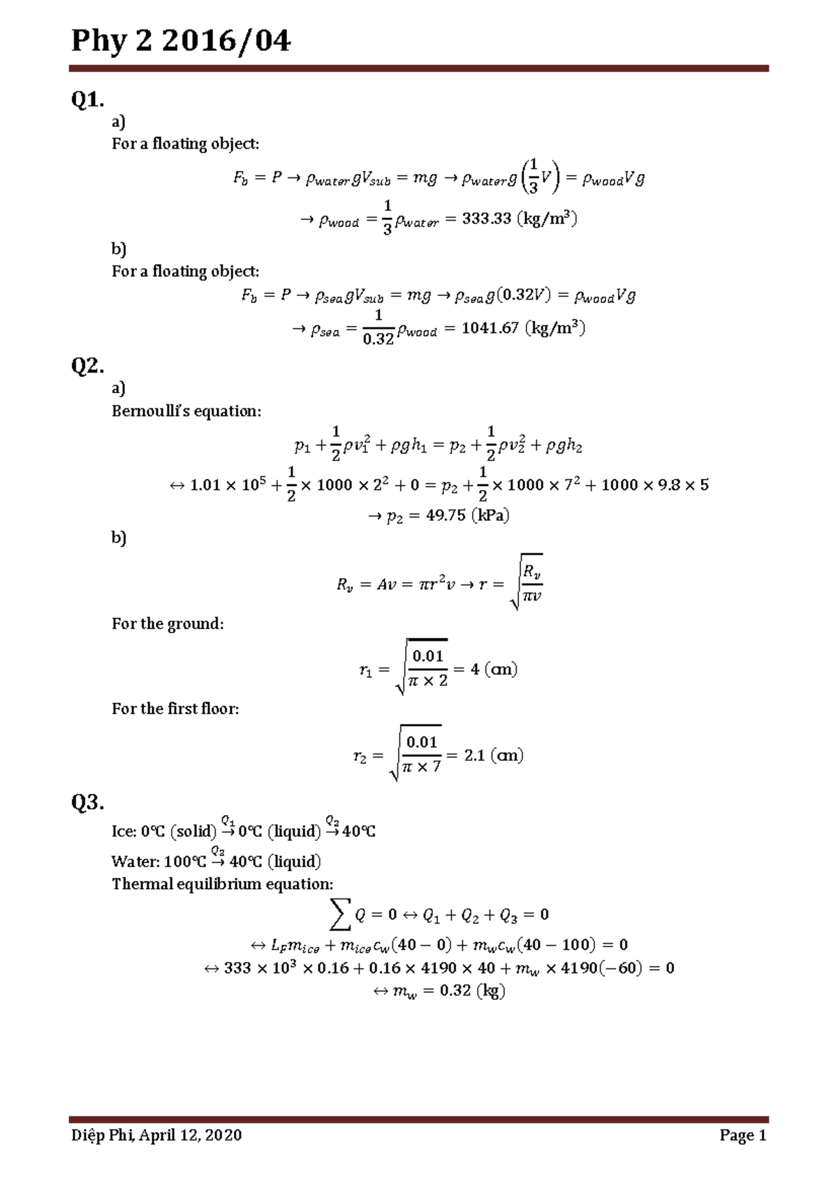 Phy 2 2016 04 - notes - Computer Science - Phy 2 2016/ Diệp Phi, April ...