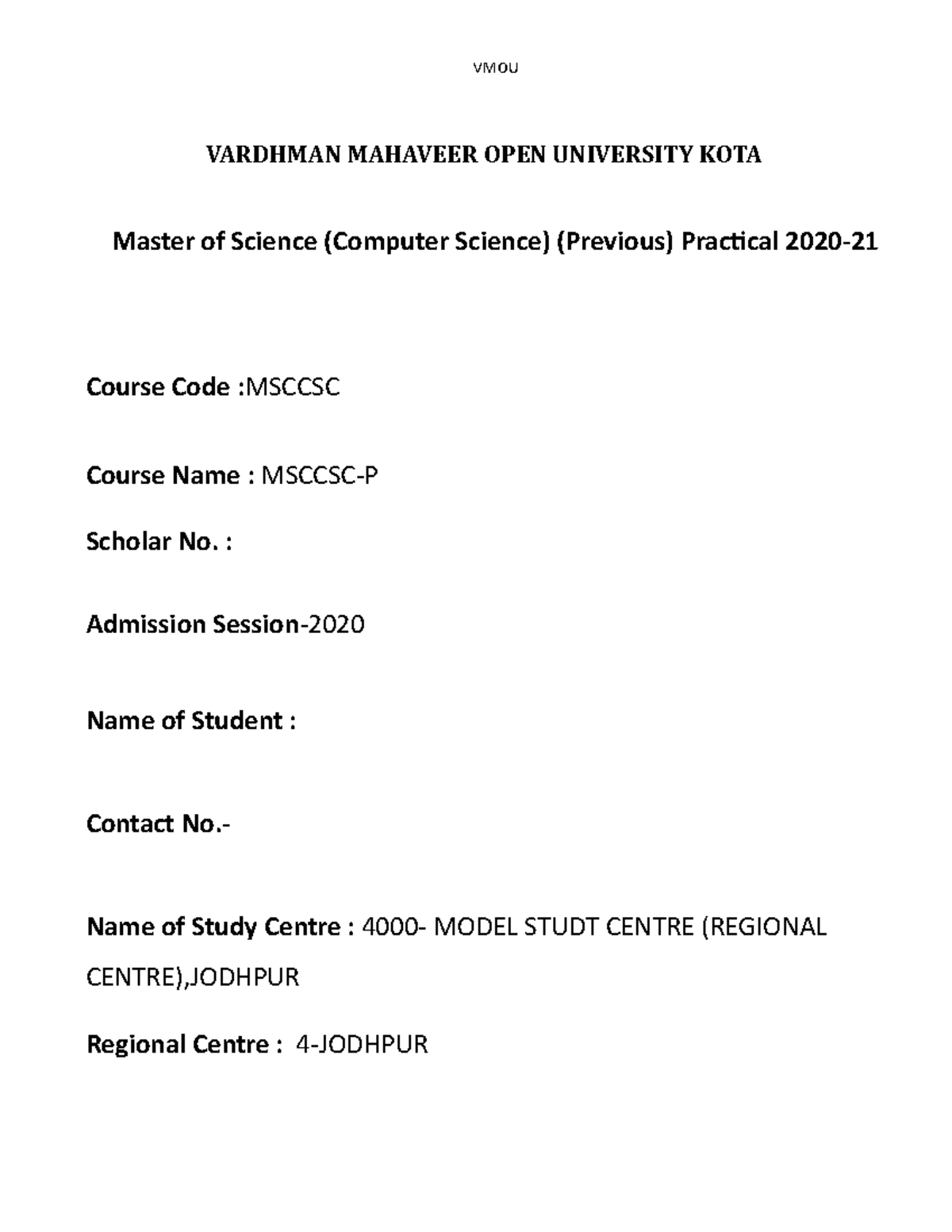Msscs-PRE-FILE - Practical file - VMOU VARDHMAN MAHAVEER OPEN ...