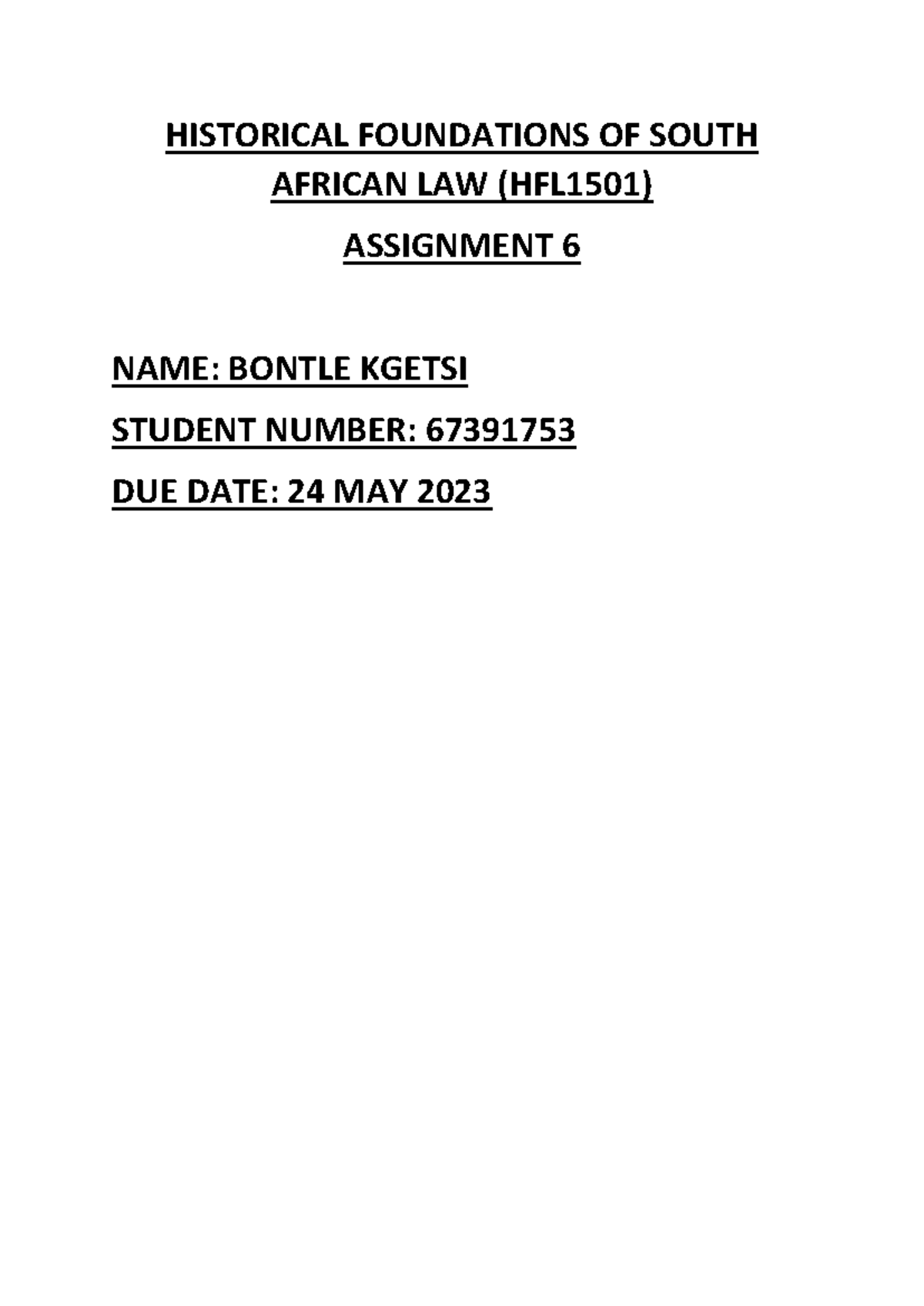 hfl1501 assignment 6 2023