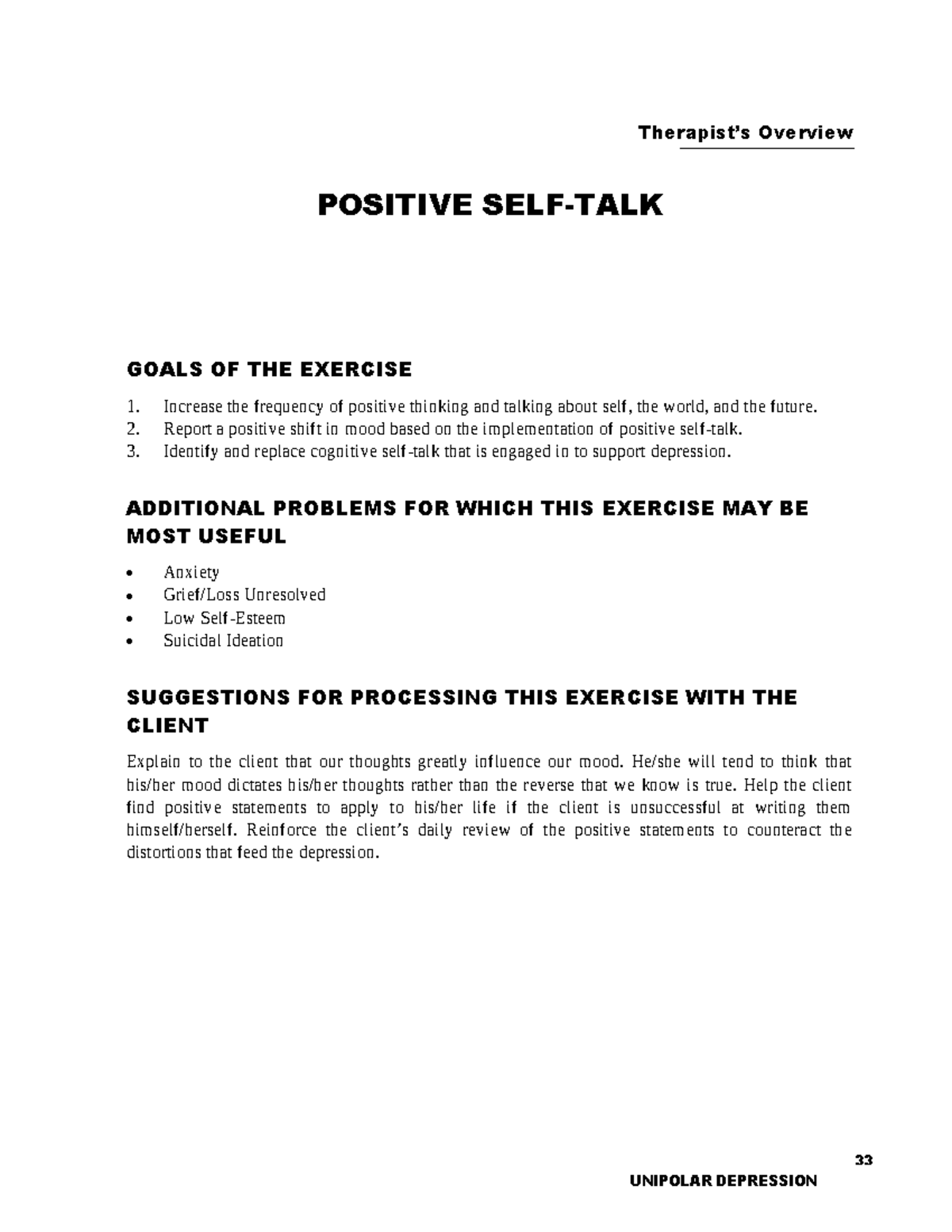 essay self talk - Therapist’s Overview POSITIVE SELF-TALK GOALS OF THE ...