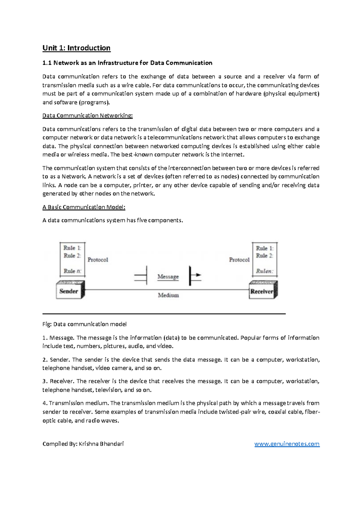 Computer Network Unit 1 Unit 1 Introduction 1 Network As An