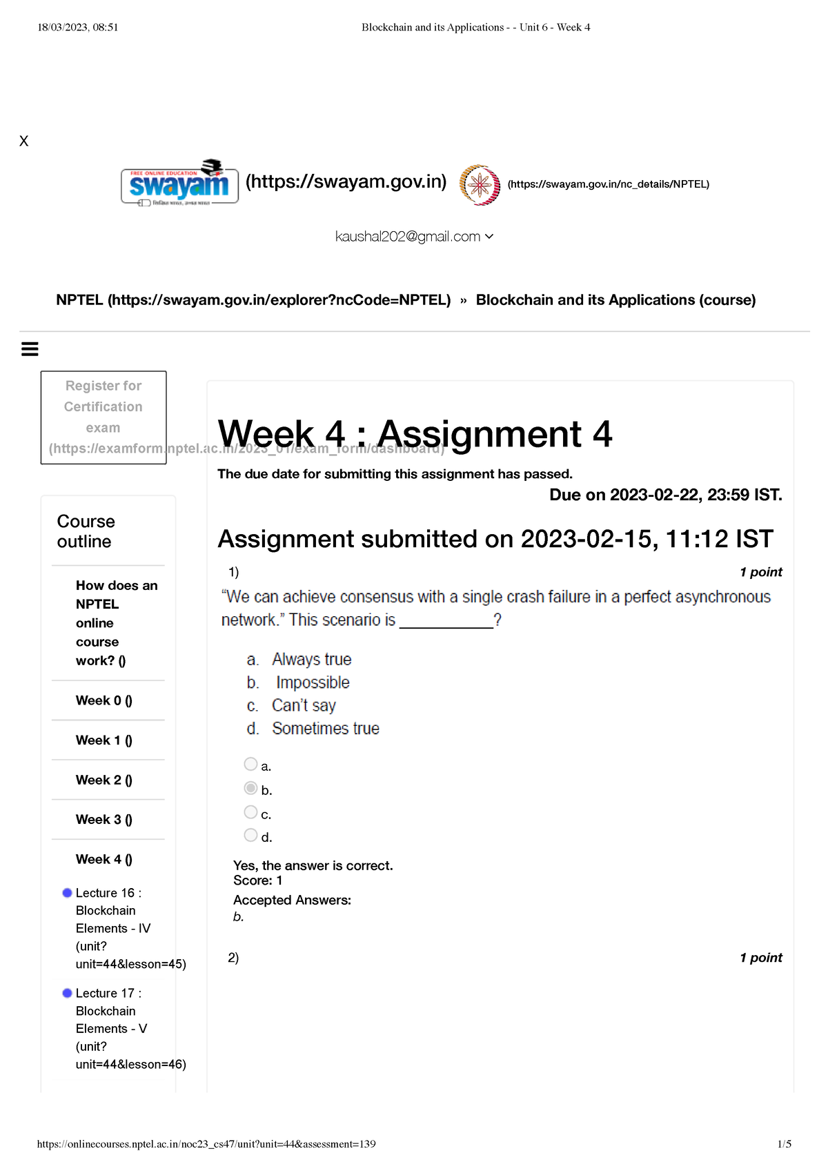 Blockchain And Its Applications - Unit 6 - Week 4 - X NPTEL (swayam.gov ...