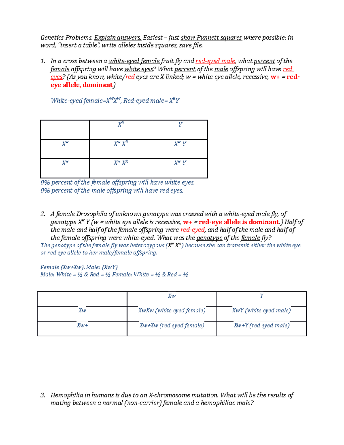 lecture assignment 2 genetics problems