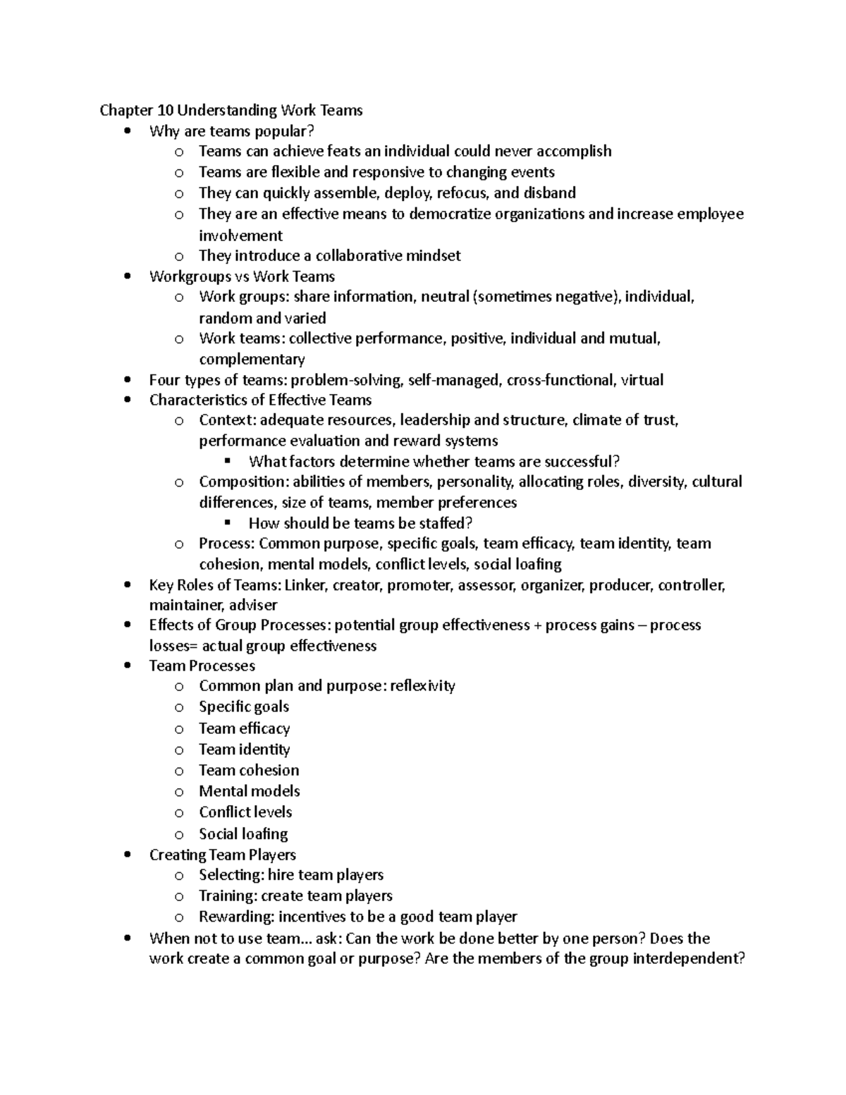 Chapter 10 Understanding Work Teams - .. ask: Can the work be done ...