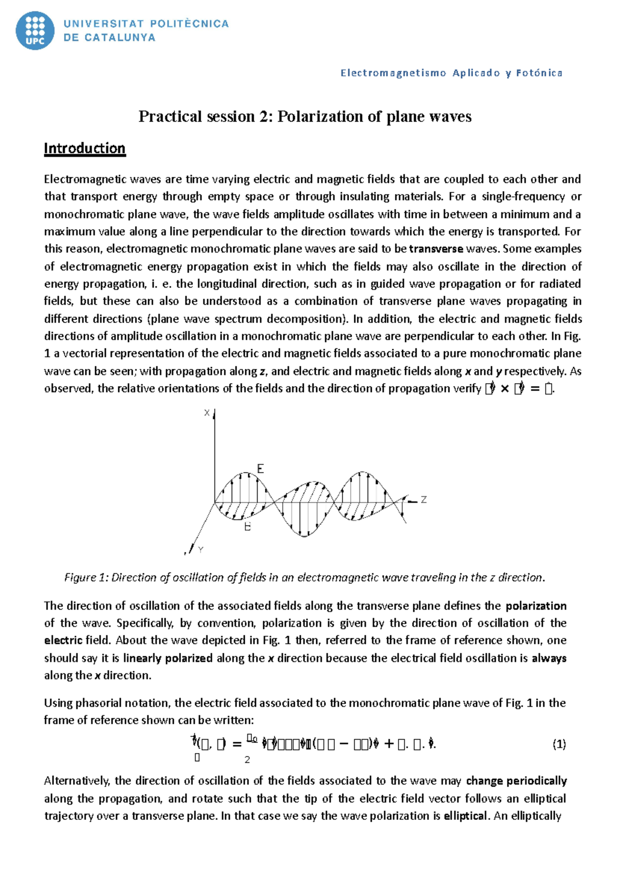 Lab eafo p2 polarization guide 2023 - Electromagnetismo Aplicado y ...