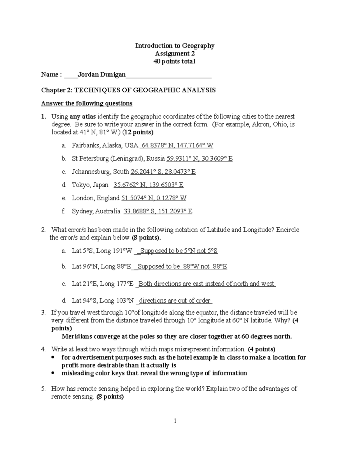 Assignment 2 Maps coursework regarding types of maps Introduction
