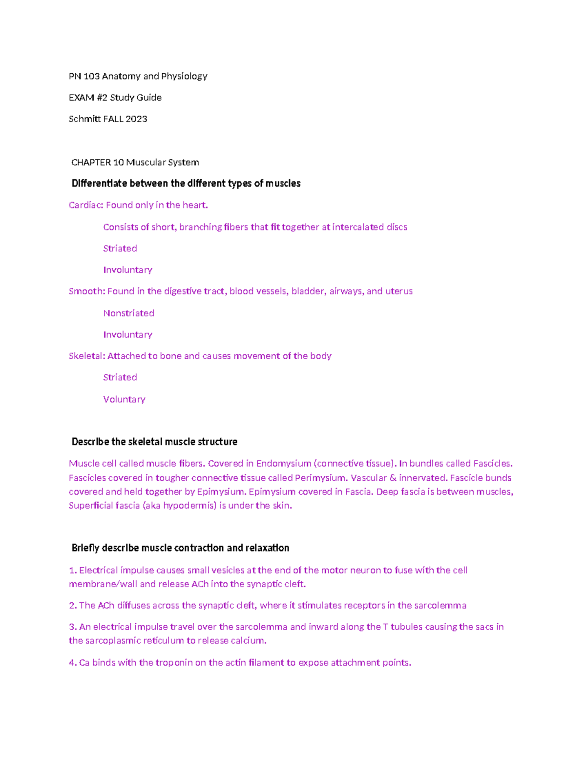A&P EXAM 2 Review Guide. 2023 - PN 103 Anatomy and Physiology EXAM #2 ...