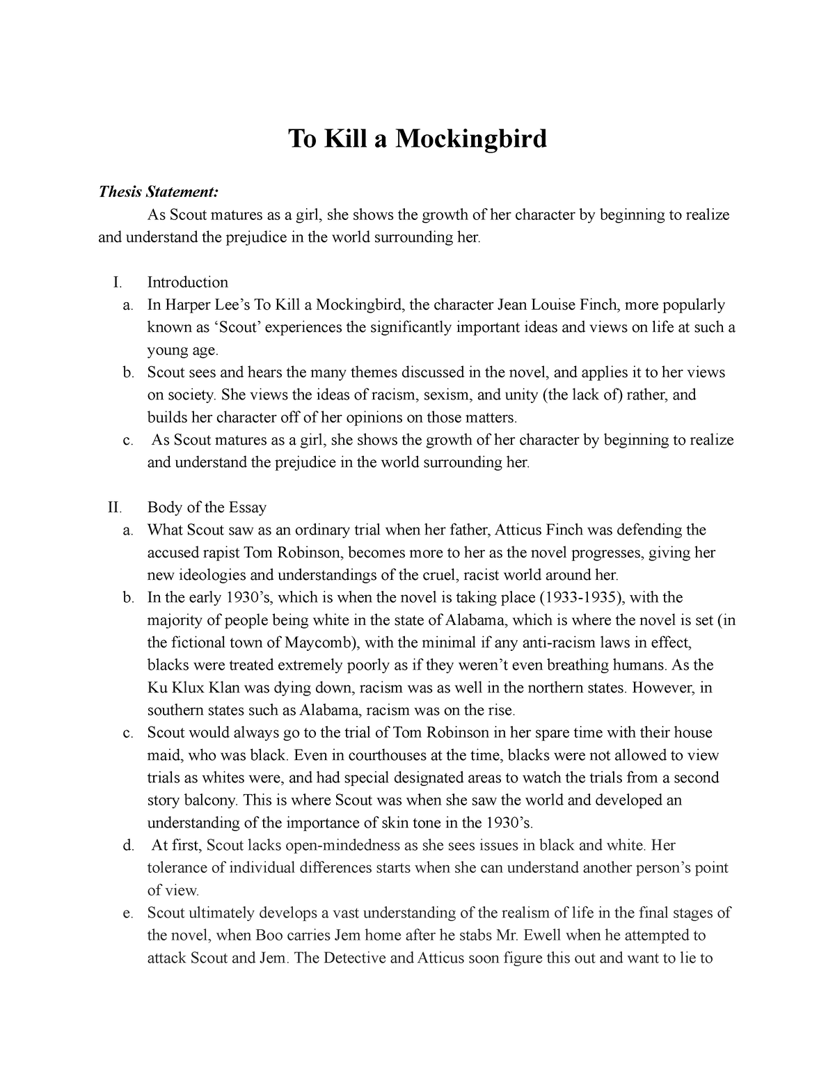 outline of to kill a mockingbird