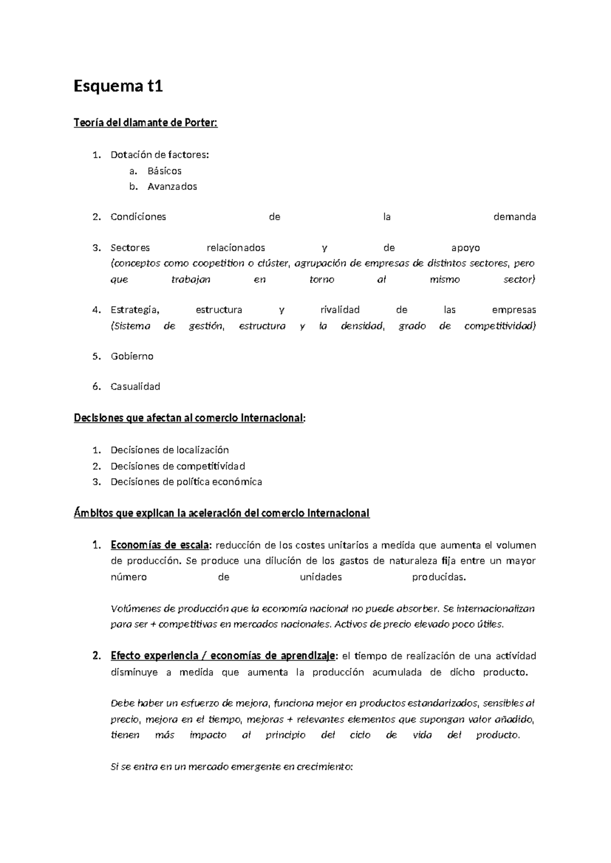 Esquema t1 - Resumen Dirección Estratégica Internacional - Esquema t ...
