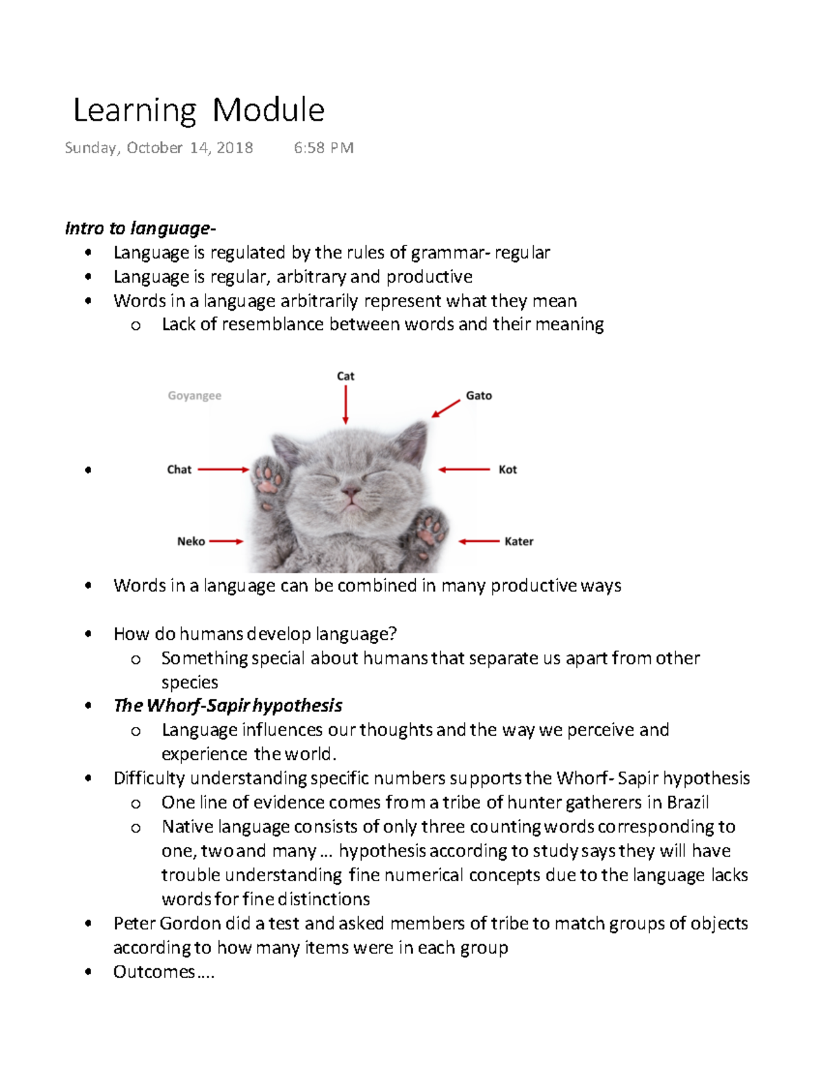 Learning Module - Learning Module Sunday, October 14, 2018 6:58 PM ...