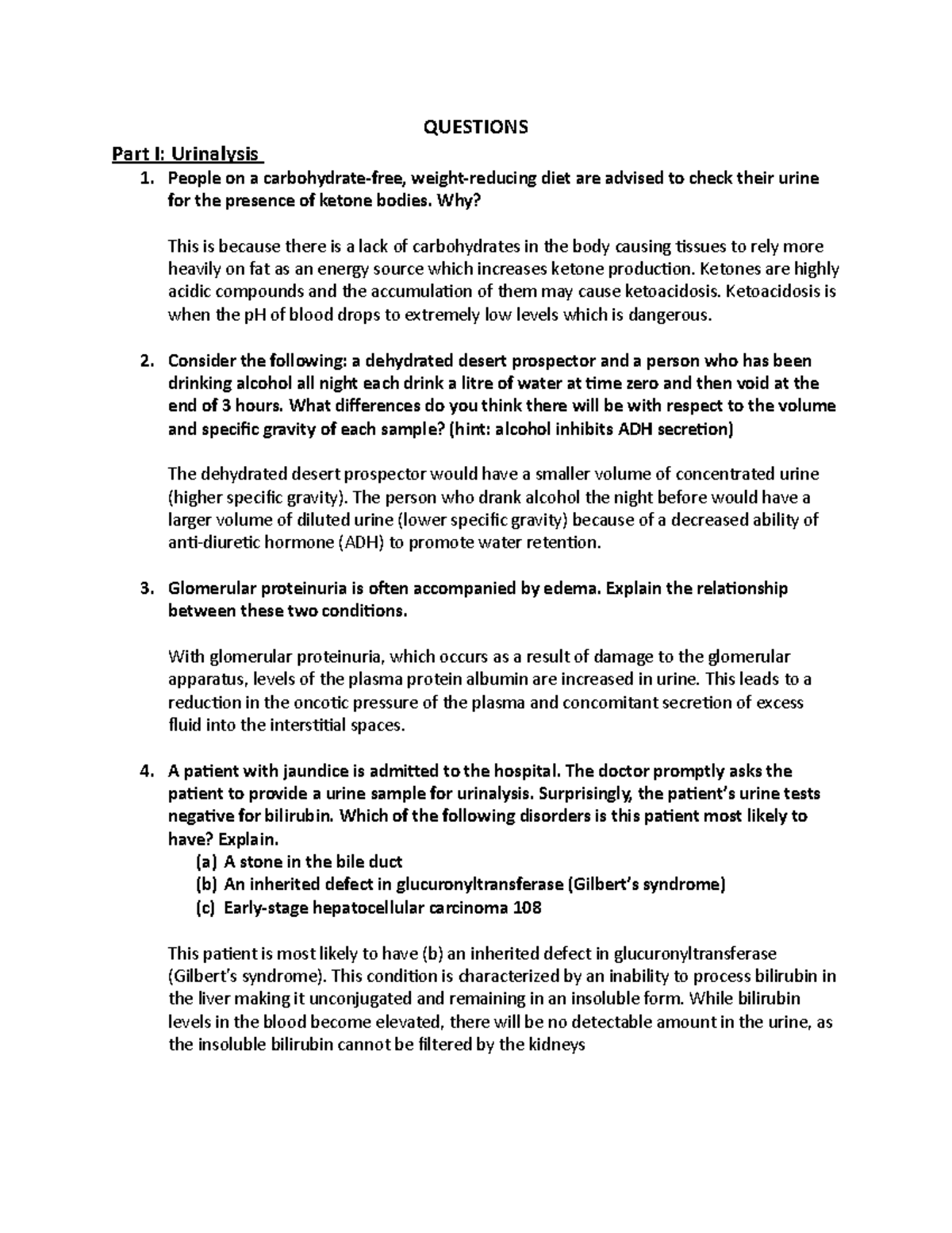 LAB 5 Answer Key QUESTIONS Part I Urinalysis People on a