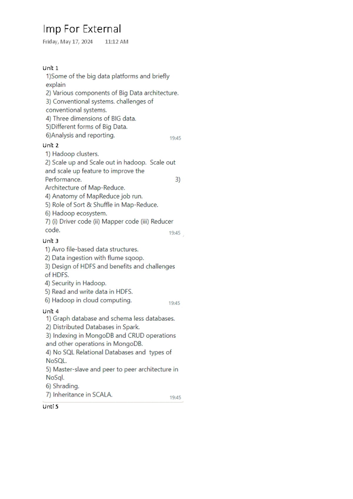 Big Data Imp - Unit 1 Unit 2 Unit 3 Unit 4 Unti 5 Imp For External ...