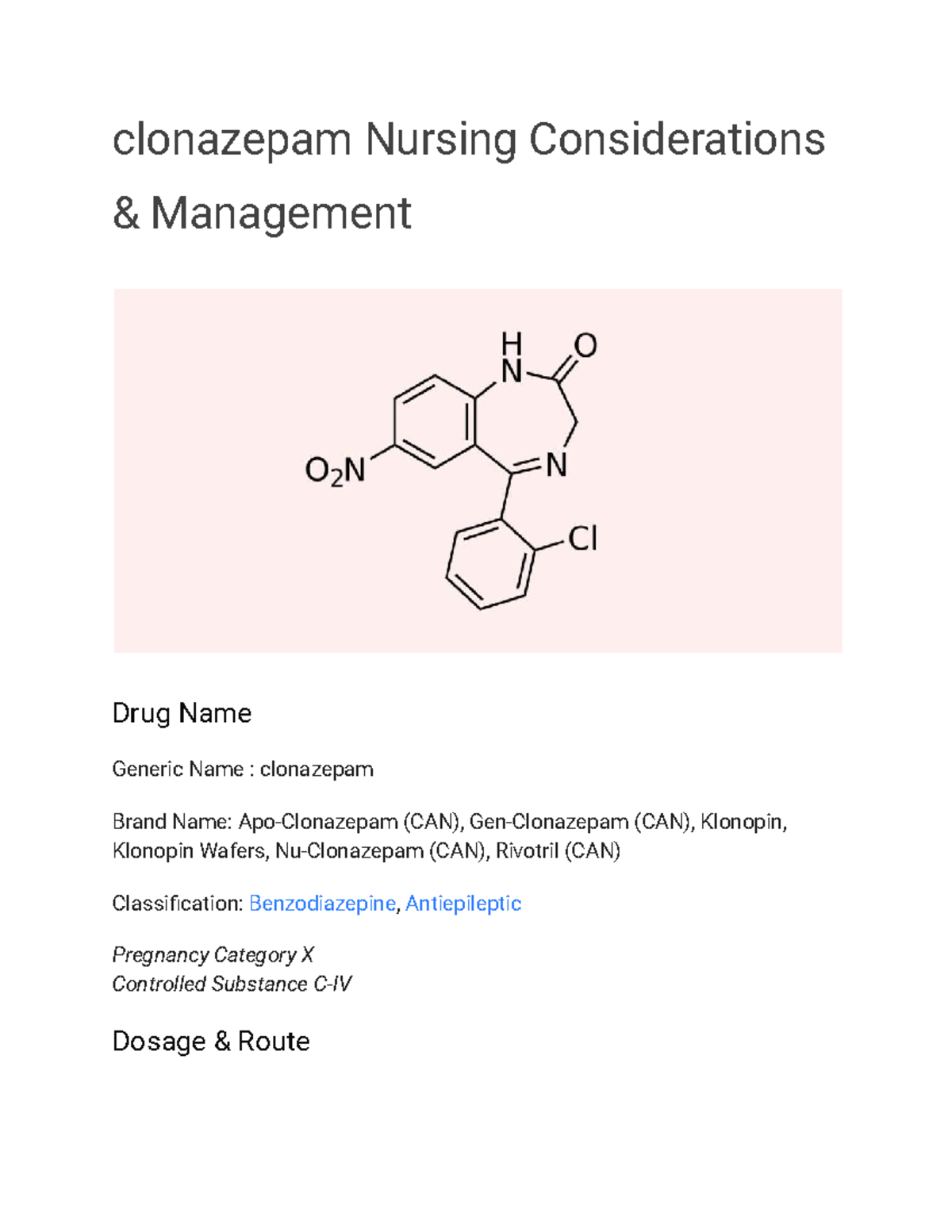 Clonazepam Nursing - Notes - Clonazepam Nursing Considerations ...