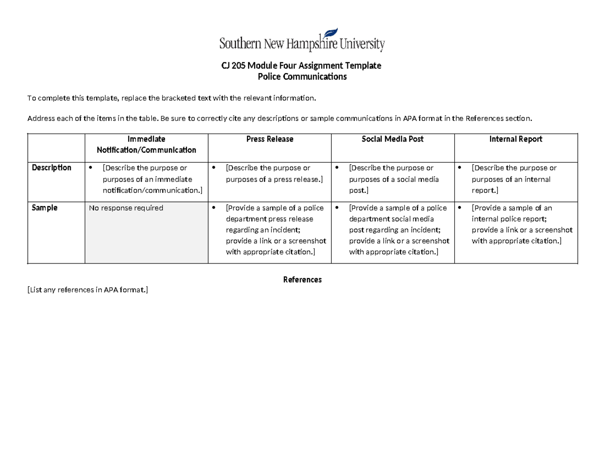 CJ 205 Module Four Assignment Template - CJ 205 Module Four Assignment ...