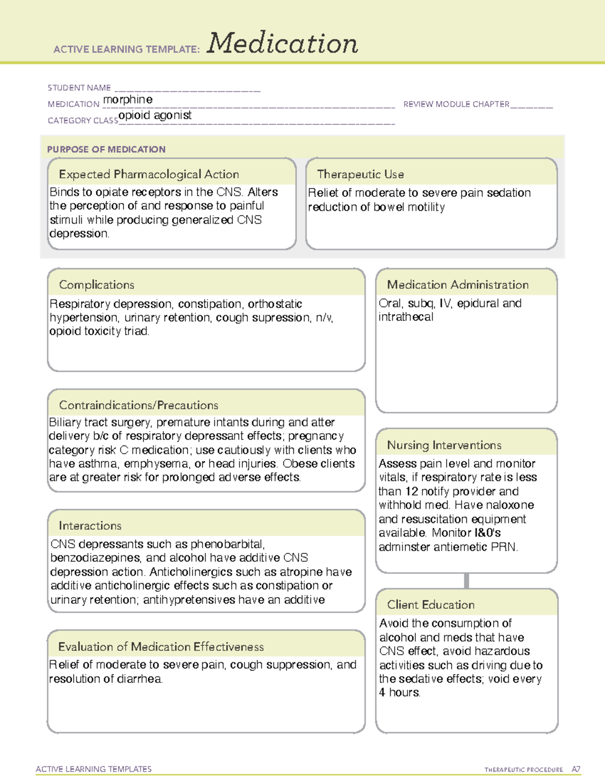 Med10 - pharm ati - ACTIVE LEARNING TEMPLATES TherapeuTic procedure A ...