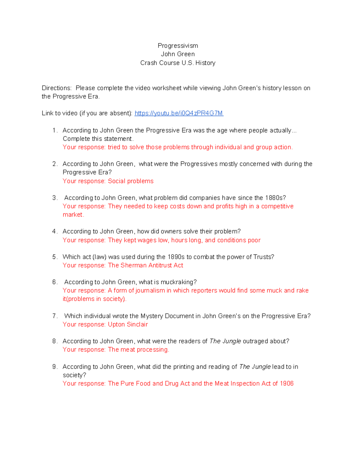 3. John Green Video Lesson Progressivism John Green Crash Course U