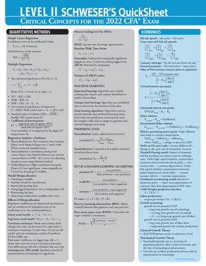 男の子向けプレゼント集結 Level1 CFA Schweser QuickSheet + 2022