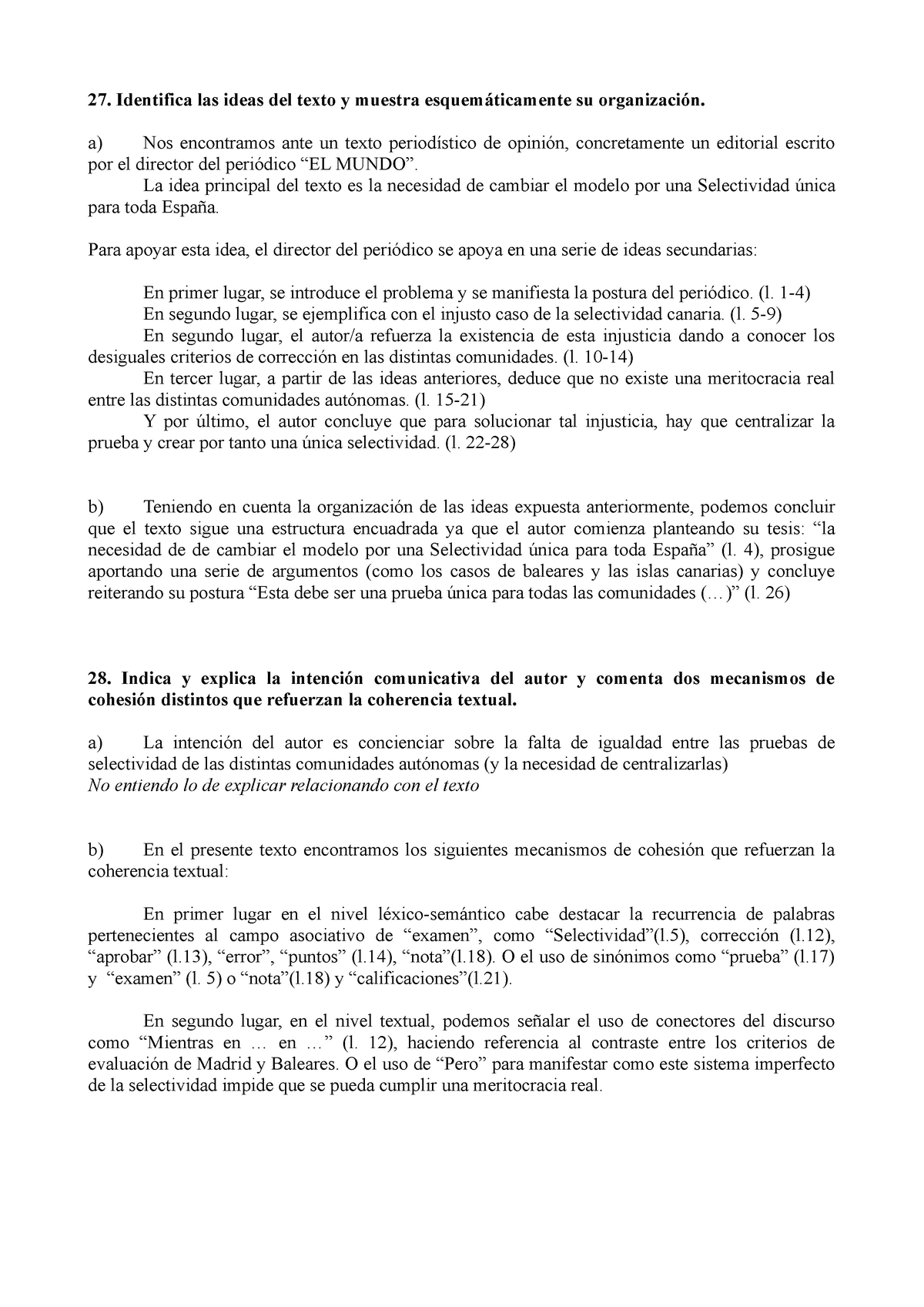 Unirse fusión colonia Comentario texto "Una única selectividad" - Lengua castellana y Literatura  - IES Fray Luis de León - Studocu