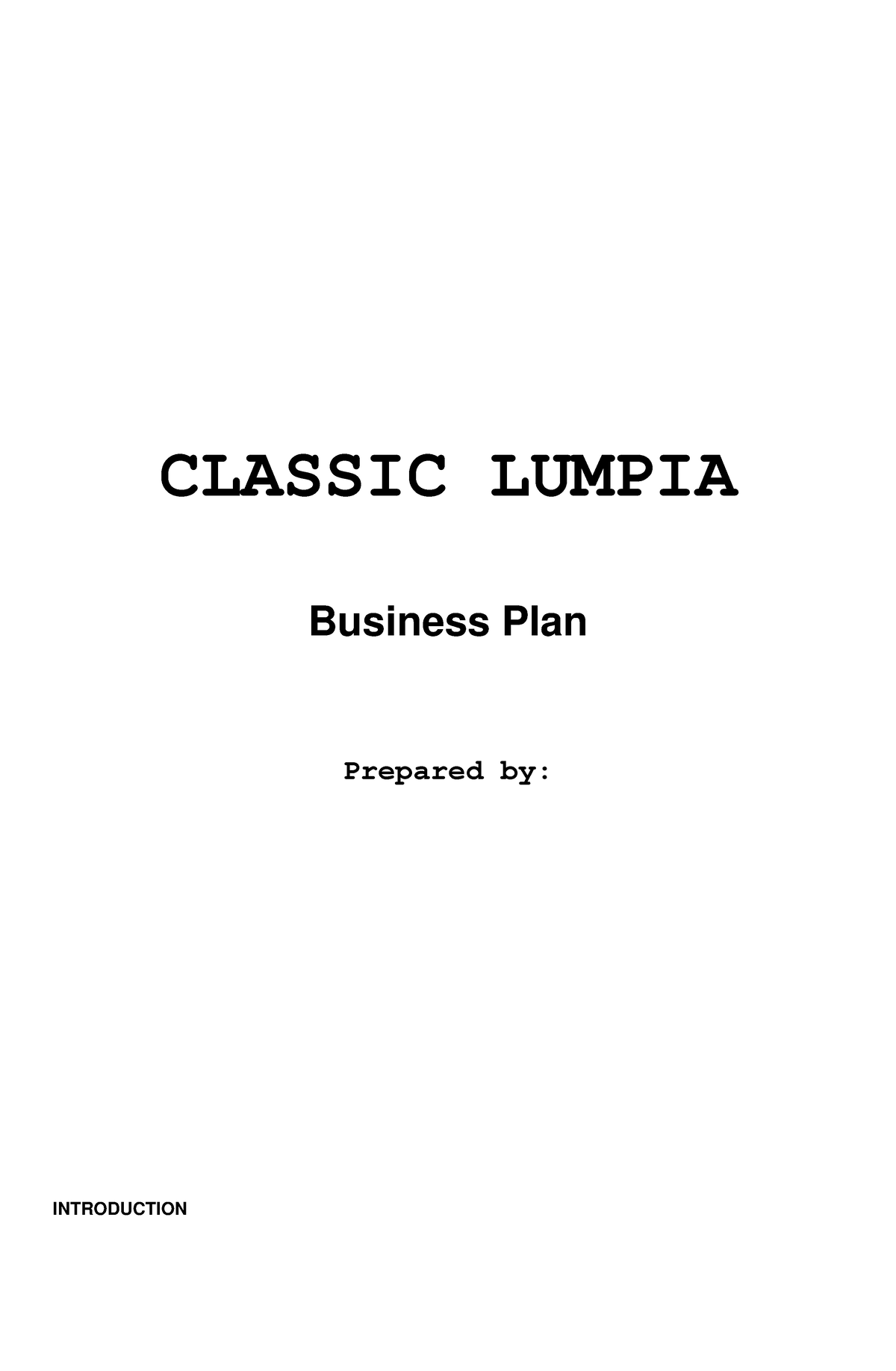 business plan sample for lumpia