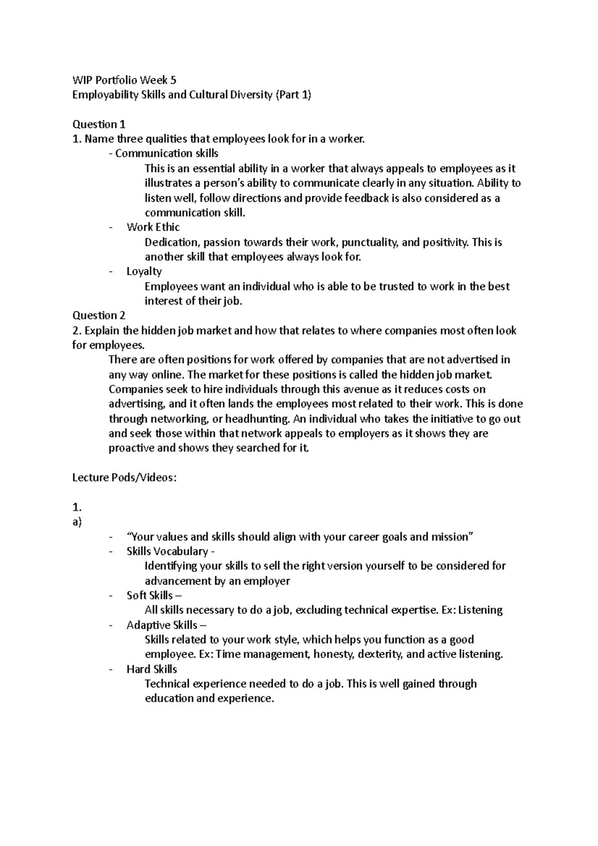 WIP Portfolio Week 5 - Communication skills This is an essential ...