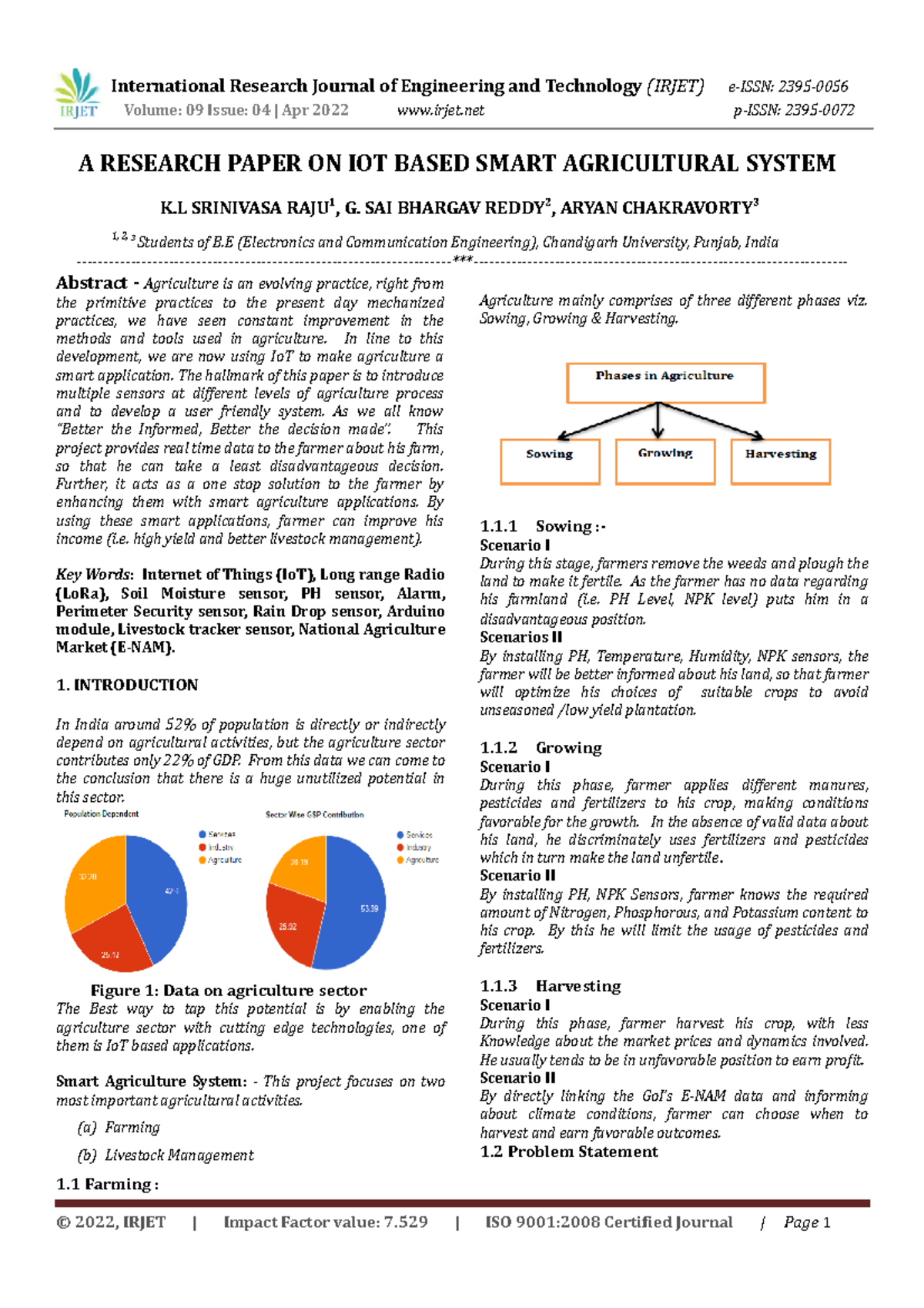 A Research Paper ON IOT Based Smart Agricultural System - Volume: 09 ...