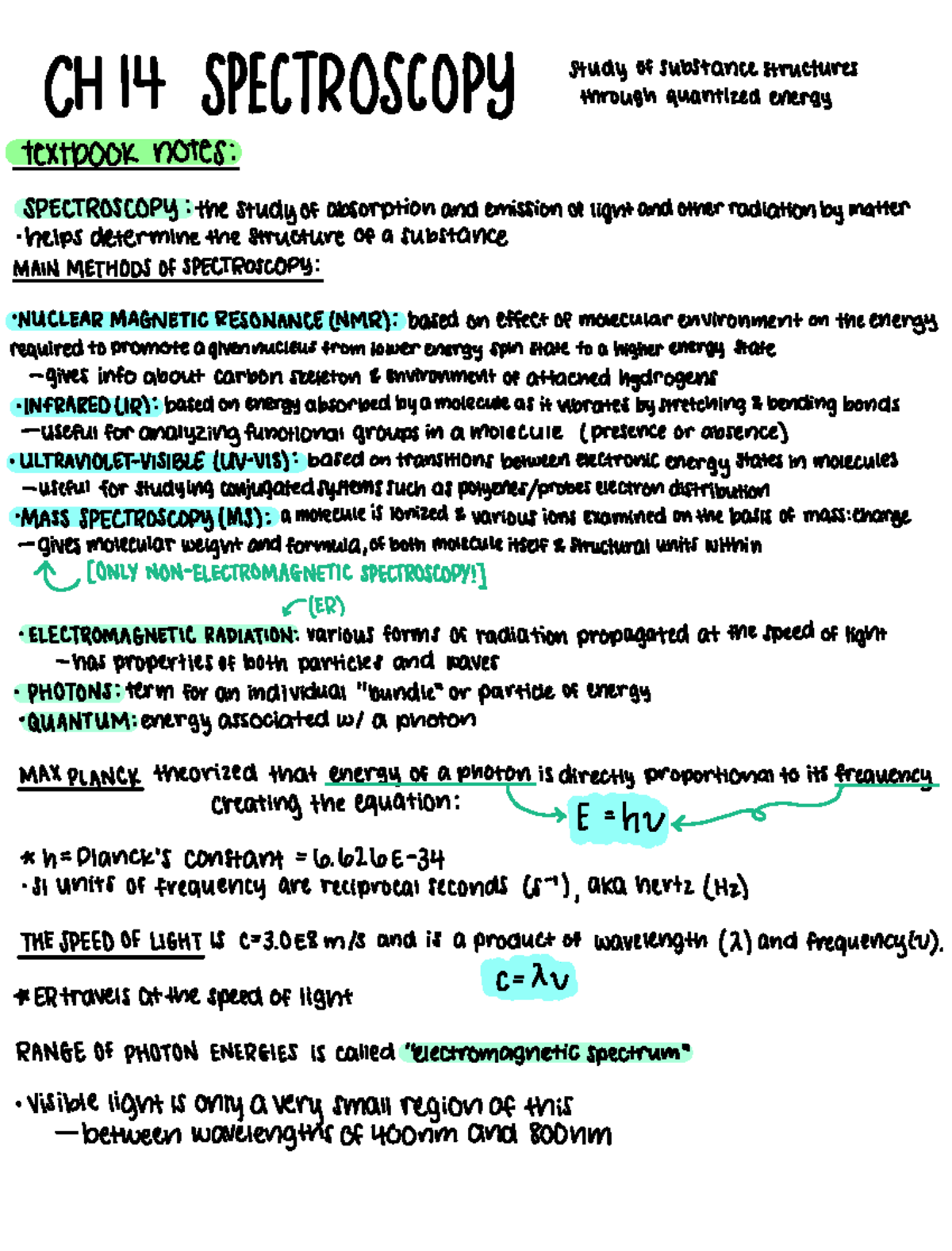 Spectroscopy — CHM2211 2 - studyofsubstancestructures H 4 SPECTROSCOPY ...
