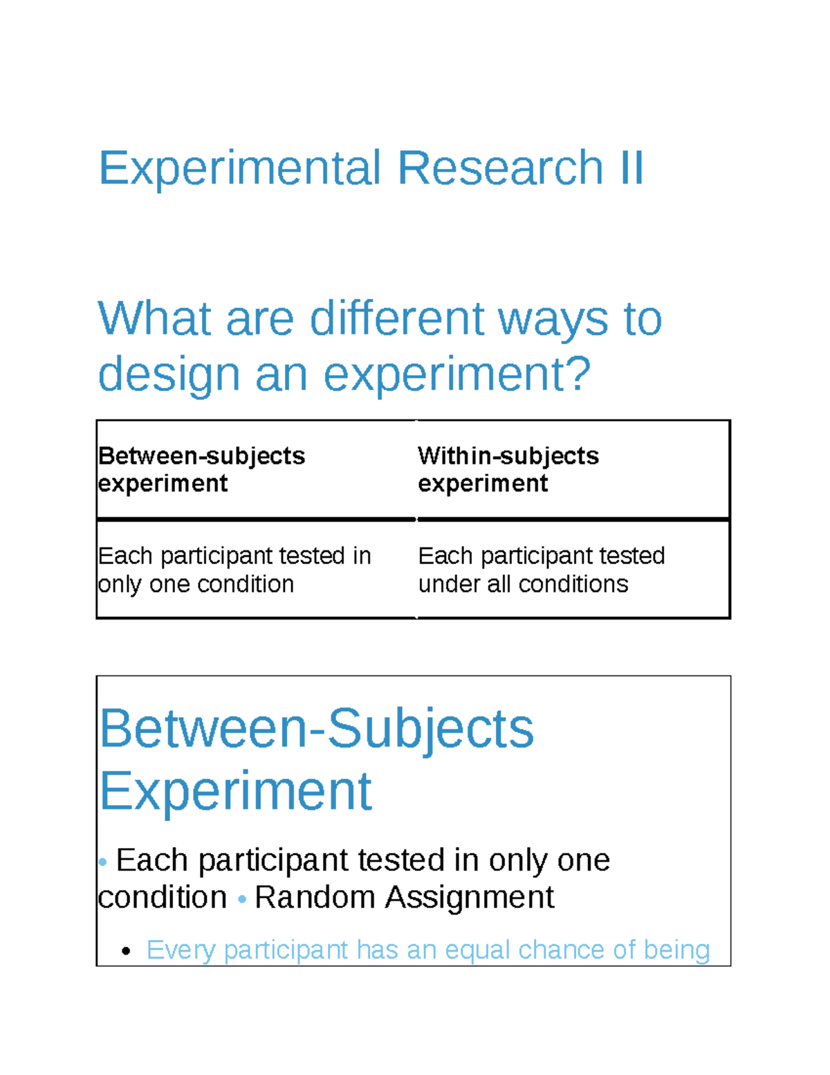 experimental research brainly