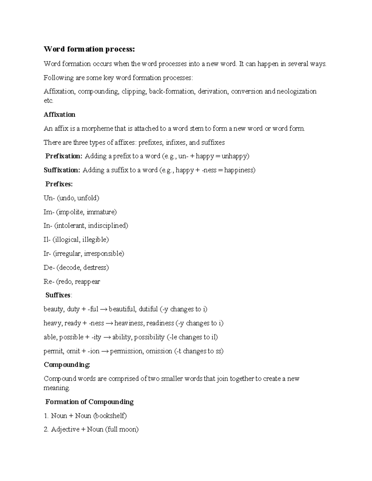 Lec. 5&6 Word formation process functional english - Word formation ...