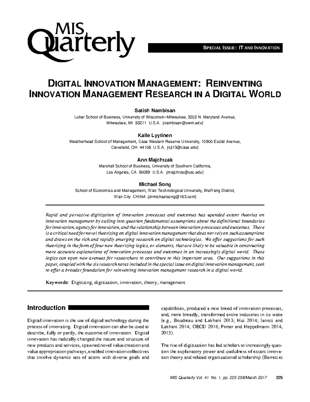 11 si introduction Digital Innovation Management Reinventing