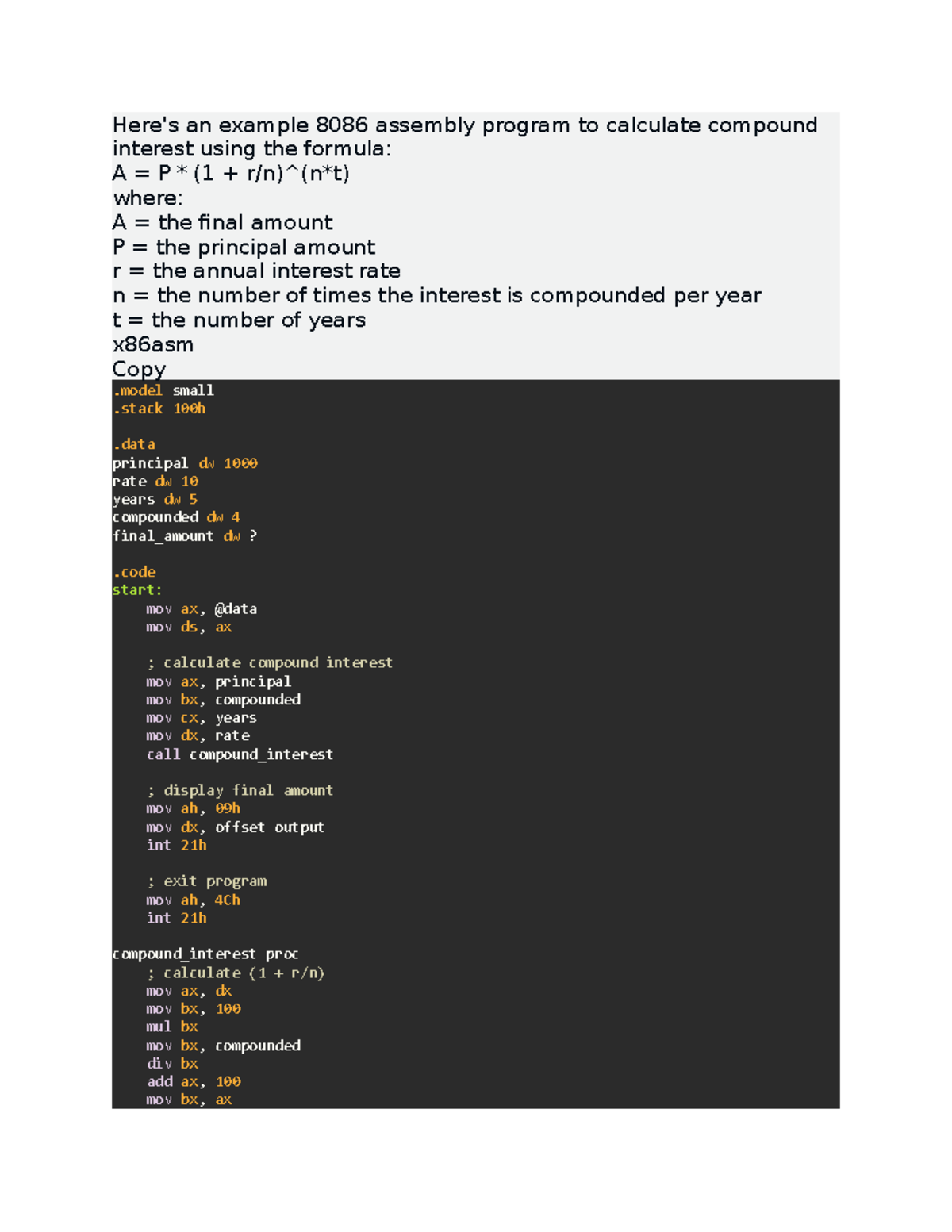 For Emu 8086 Program With Explanation - Here's An Example 8086 Assembly ...