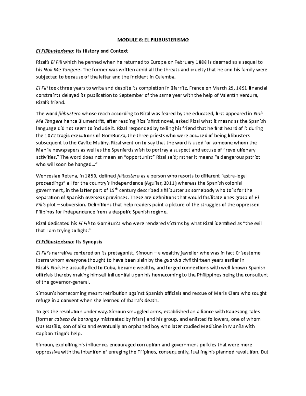 Module 6 el filibusterismo 8944687906 fb32c23cf565c3a3c5c002 module 6