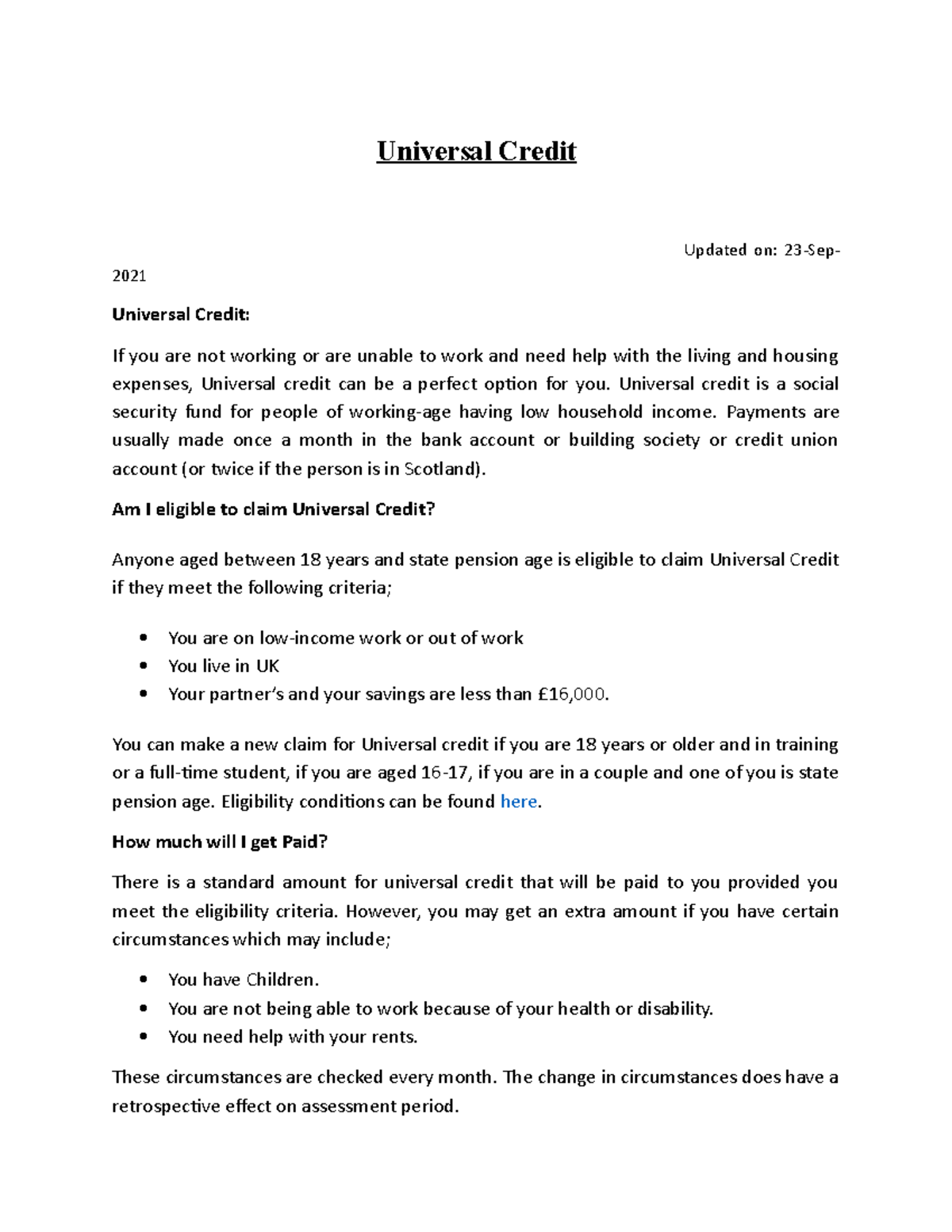 Universal Credit Universal credit is a social security fund for