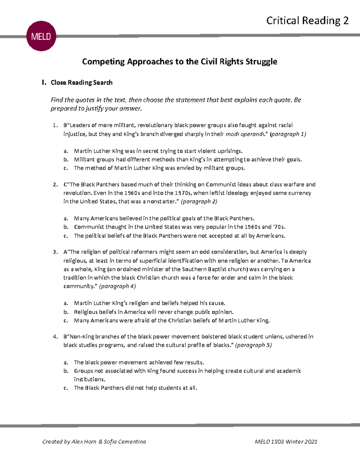 critical reading text (crt) assignment answer key